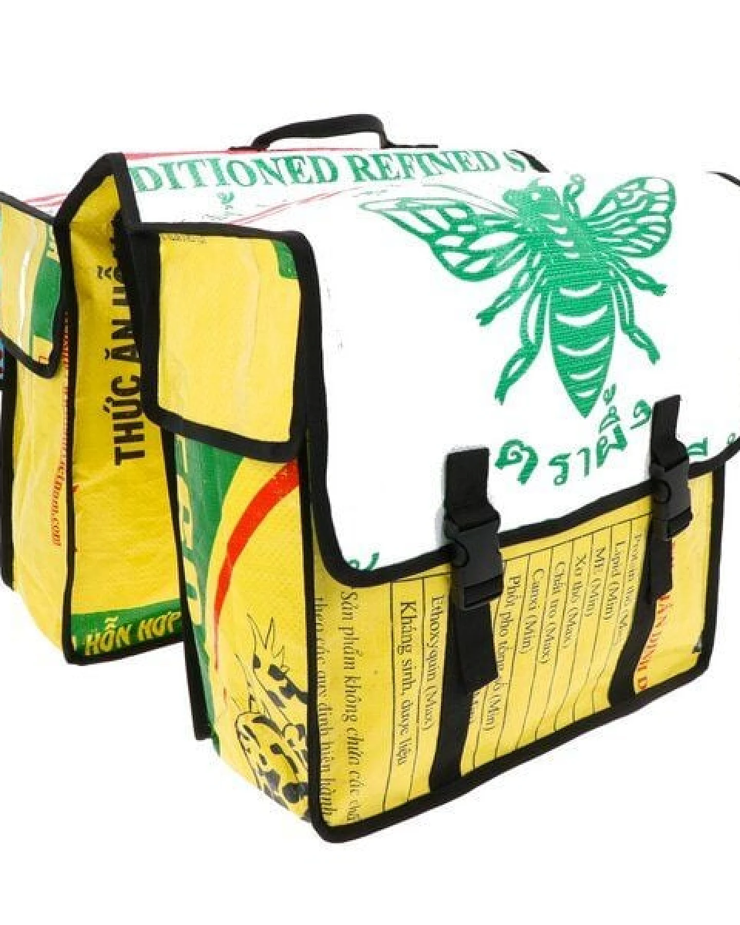 MoreThanHip Doppelte Fahrradtasche aus recycelten Zement- oder Fischfuttersäcken - Mumba – Ansicht 3