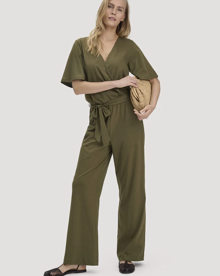 hessnatur Damen Jersey Overall Relaxed aus Bio-Baumwolle - grün - Größe 34