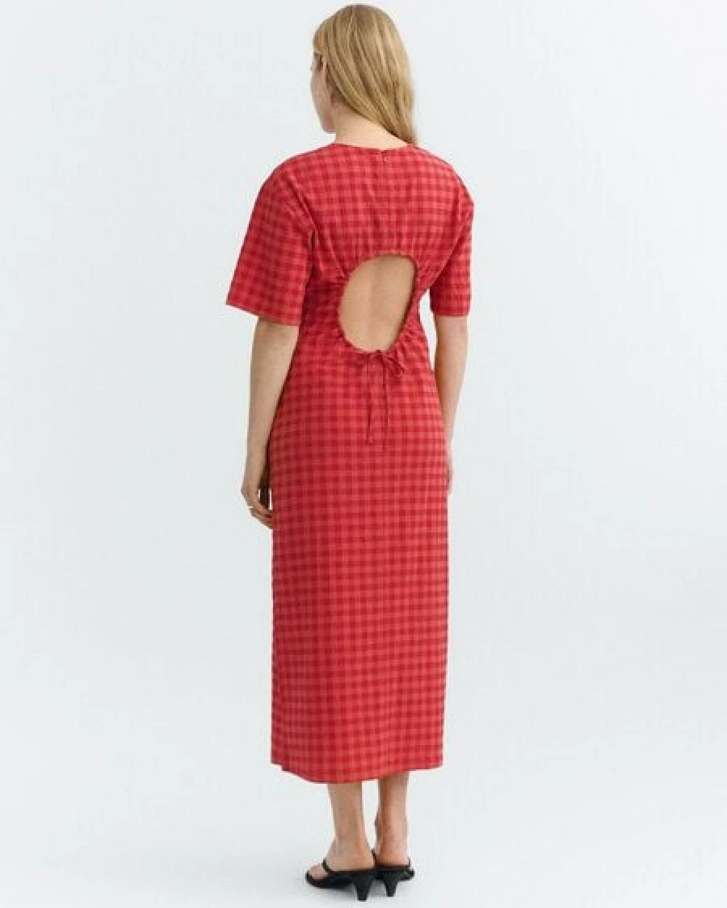 thinking mu RED CHECKS SEERSUCKER KINA DRESS – Ansicht 2