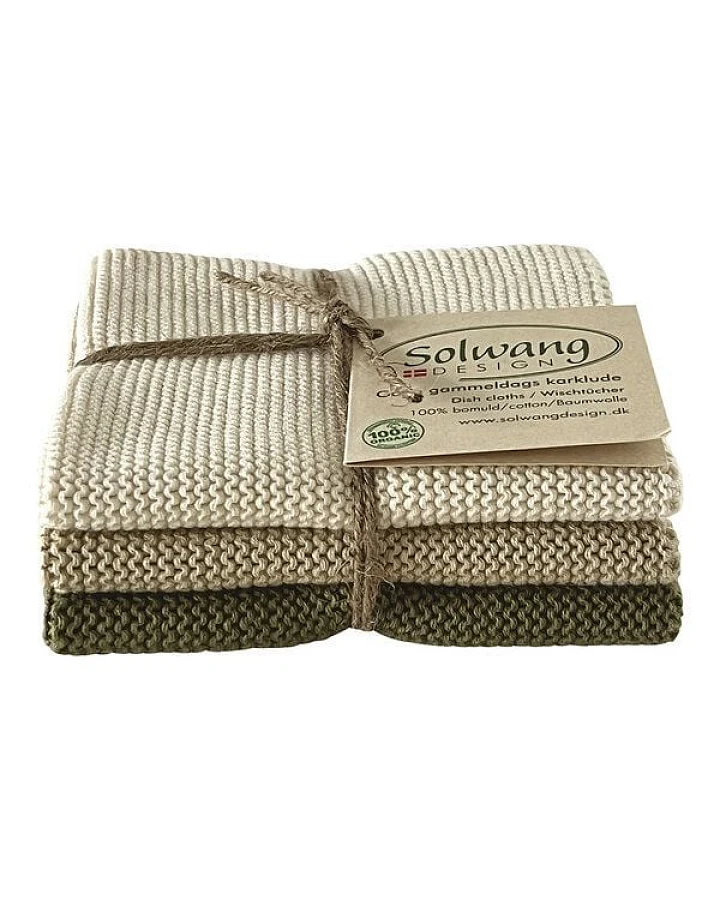 Solwang Design 3er-Set Spültücher aus 100% Biobaumwolle, Pastell-Farben