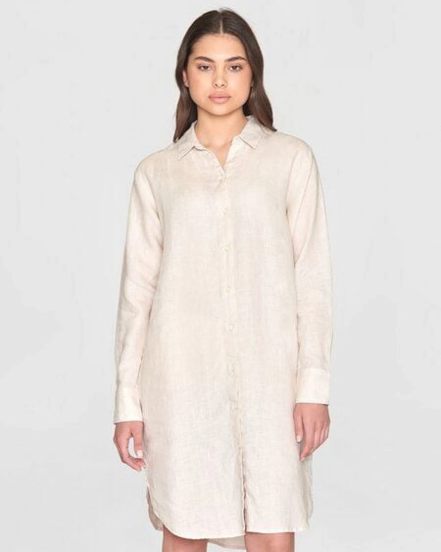 KnowledgeCotton Apparel Leinen- Hemdkleid - Classic linen dress - GOTS/Vegan – Ansicht 4