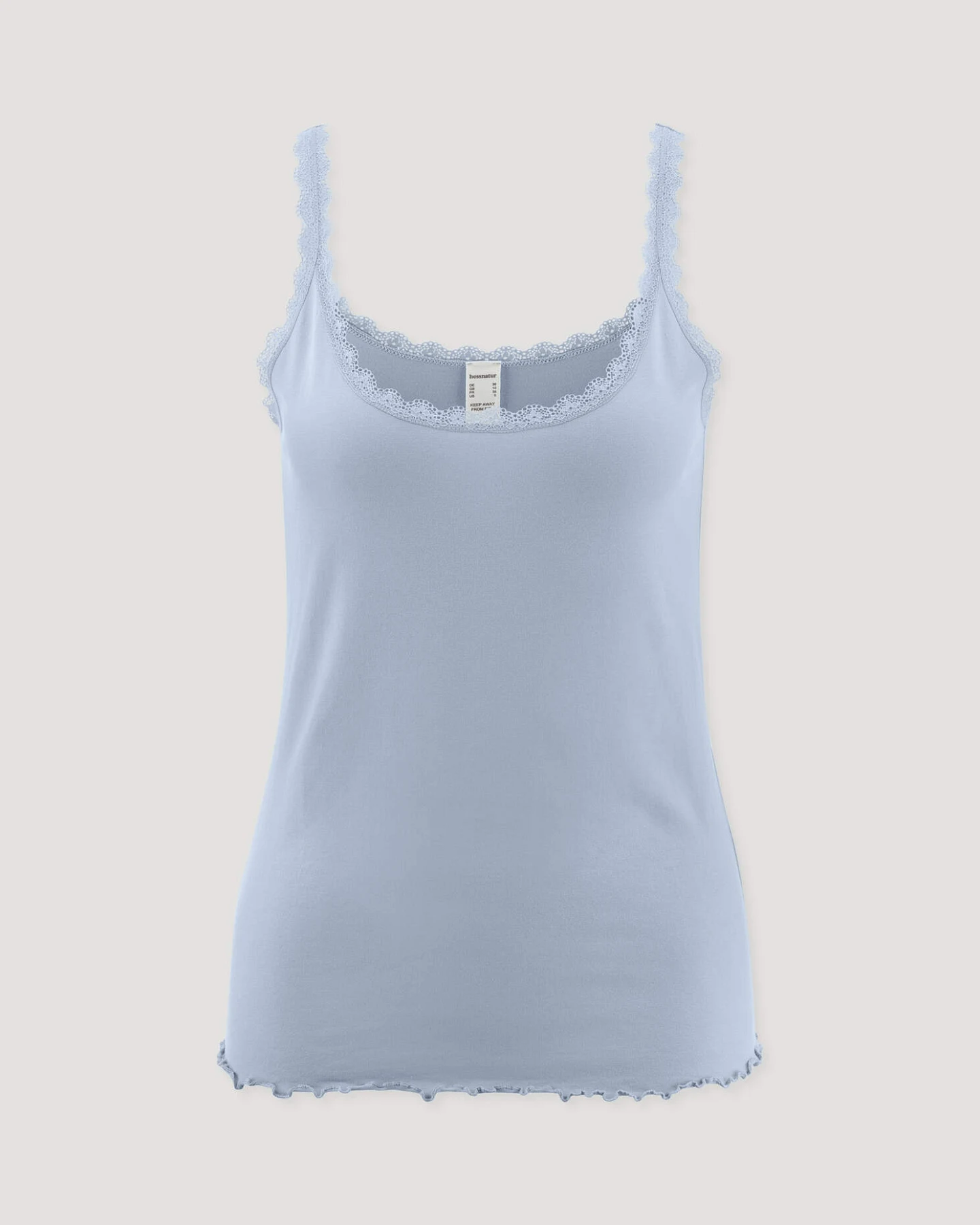 hessnatur Damen Tanktop COTTON FEEL LACE aus Bio-Baumwolle - blau - Größe 48 – Ansicht 4