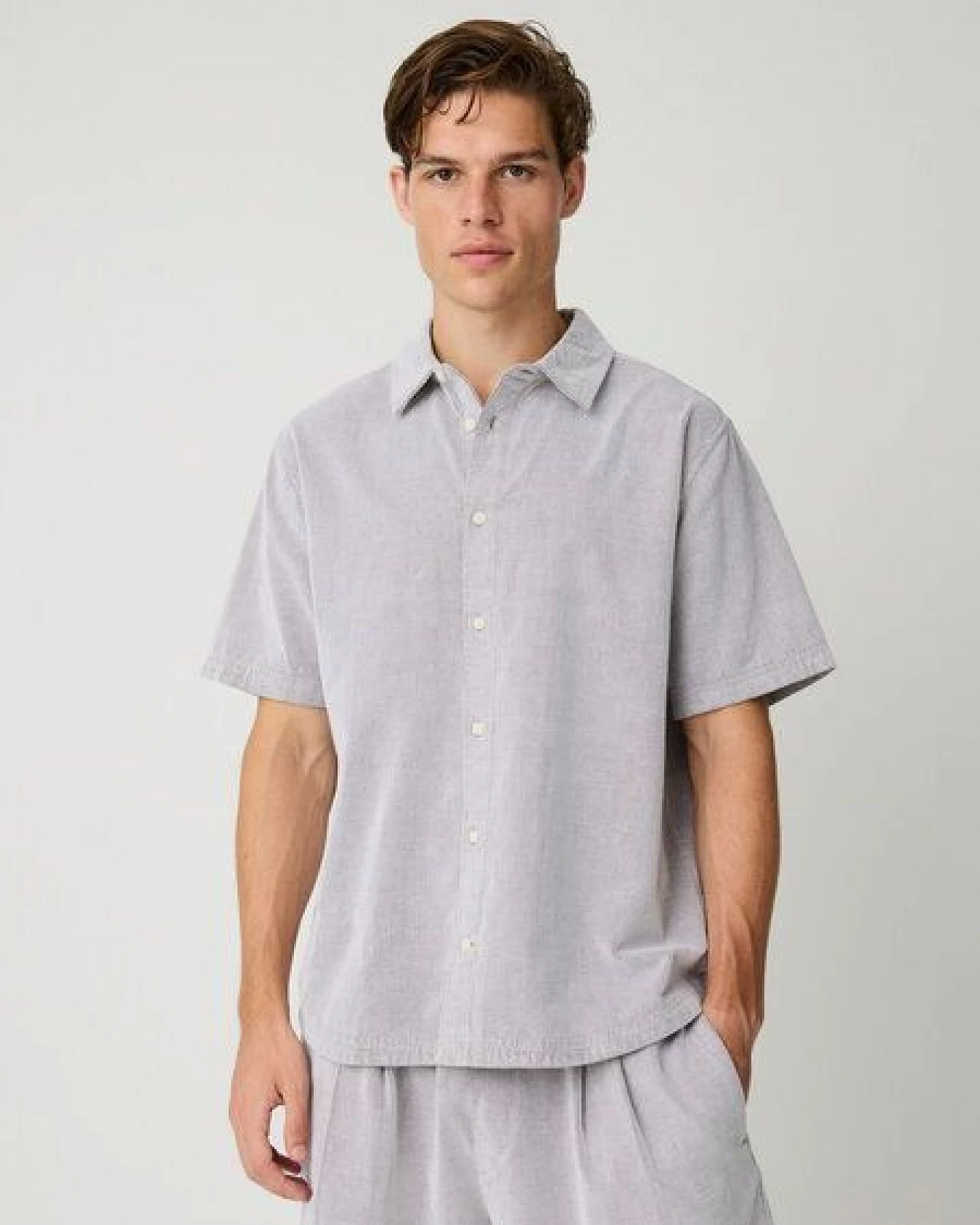 KnowledgeCotton Apparel Kurzarm Cordhemd aus Bio-Baumwolle – Ansicht 2