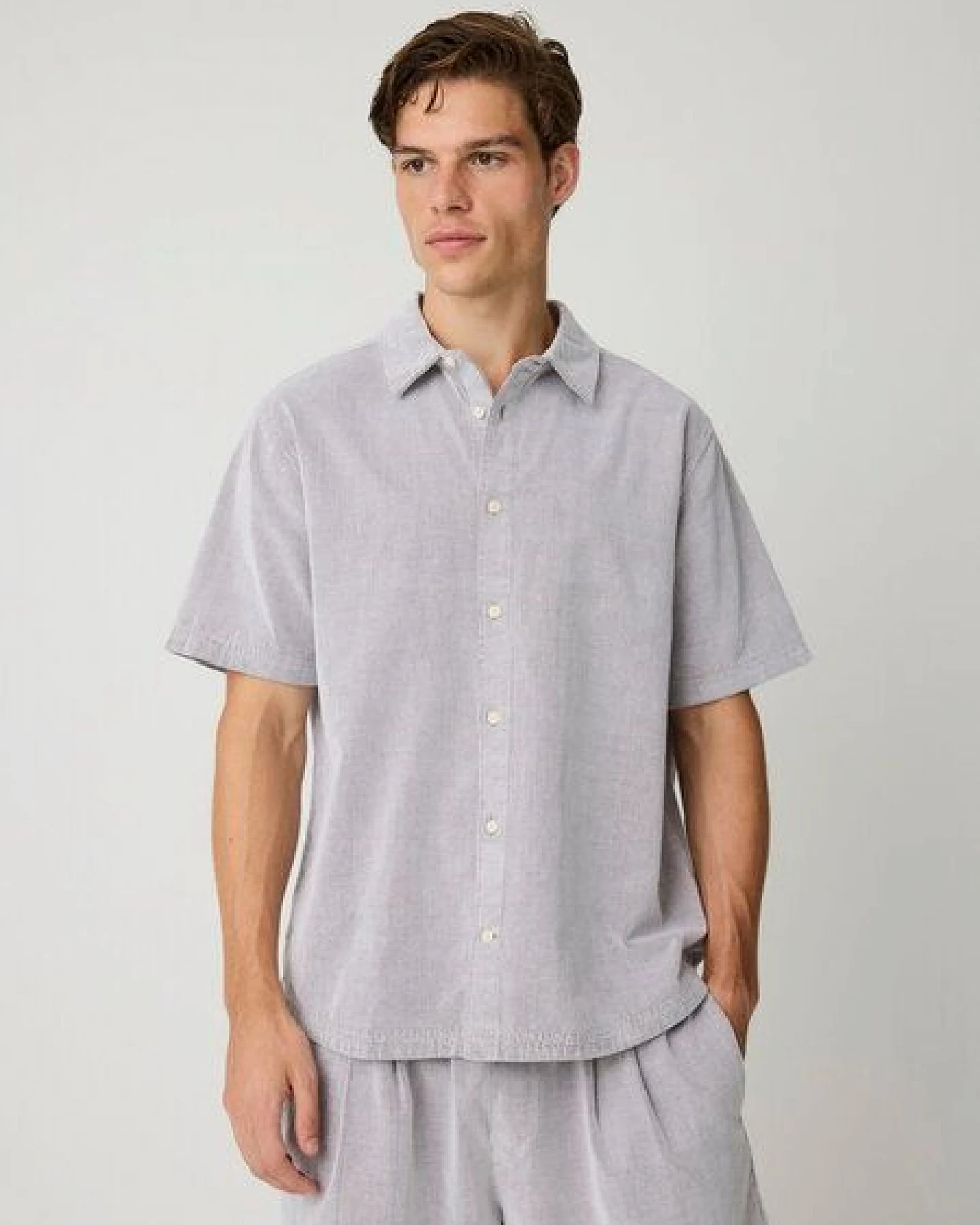 KnowledgeCotton Apparel Kurzarm Cordhemd aus Bio-Baumwolle – Ansicht 3