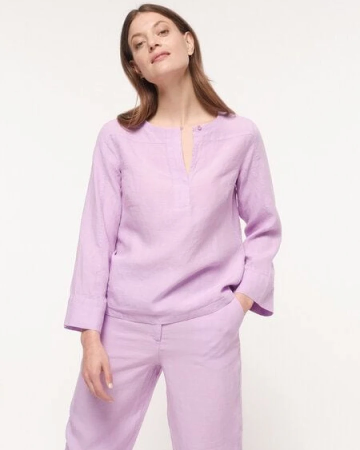 LANIUS 3/4 Arm Bluse aus Bio-Leinen