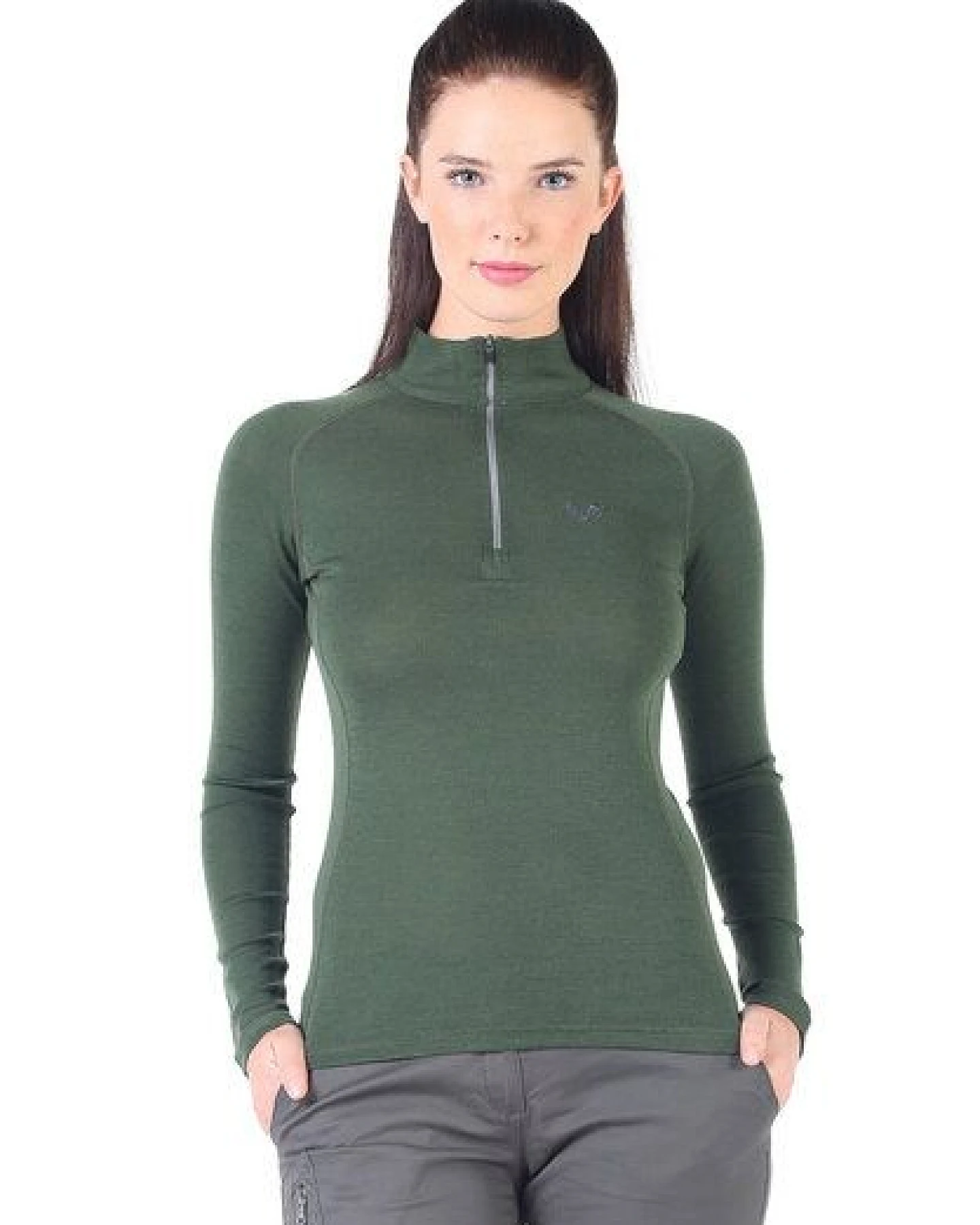 Woolona Merino Langarmshirt Damen - VEGA - 100% Merinowolle (Zip) – Ansicht 4