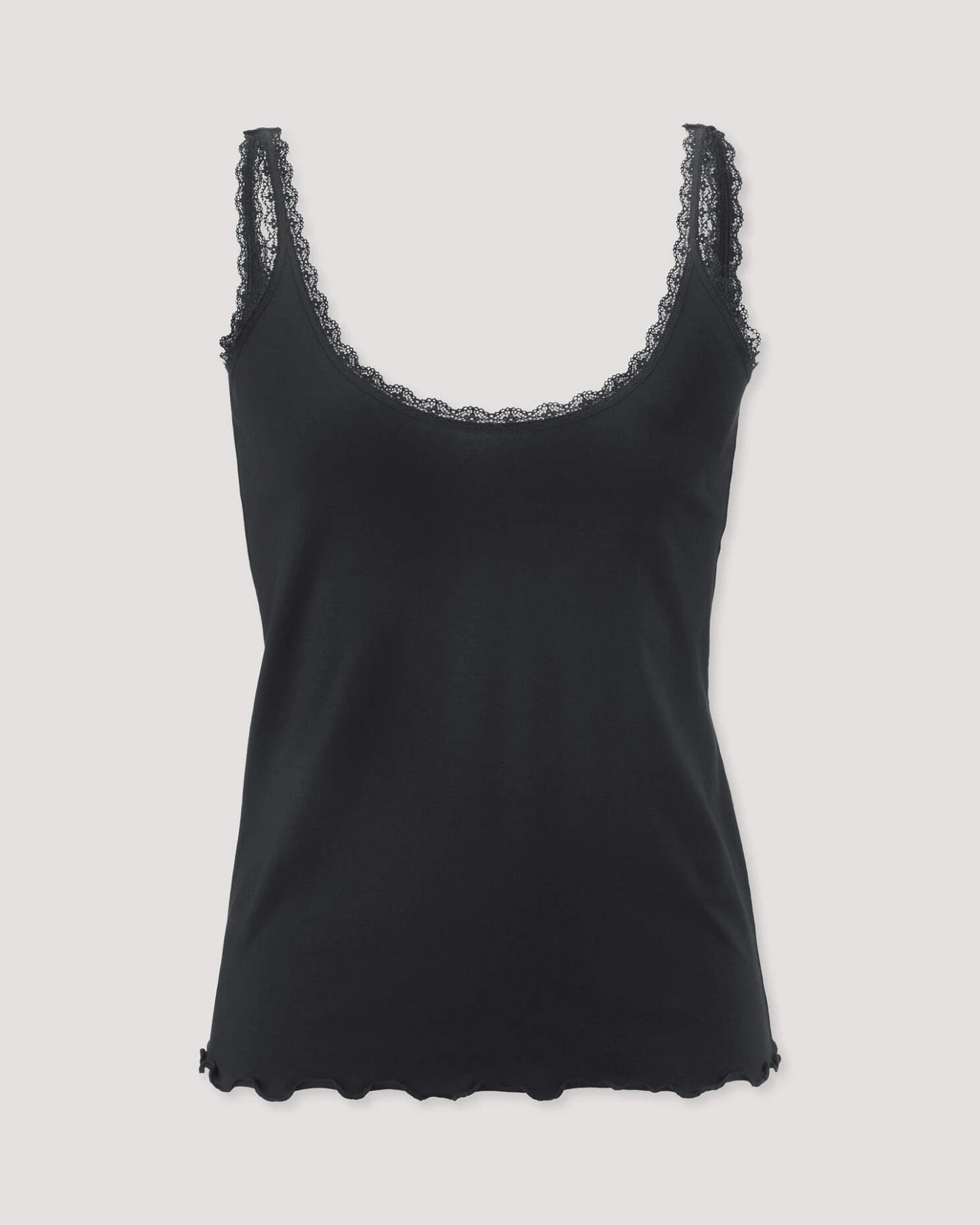 hessnatur Damen Tanktop COTTON FEEL LACE aus Bio-Baumwolle - schwarz - Größe 40 – Ansicht 4