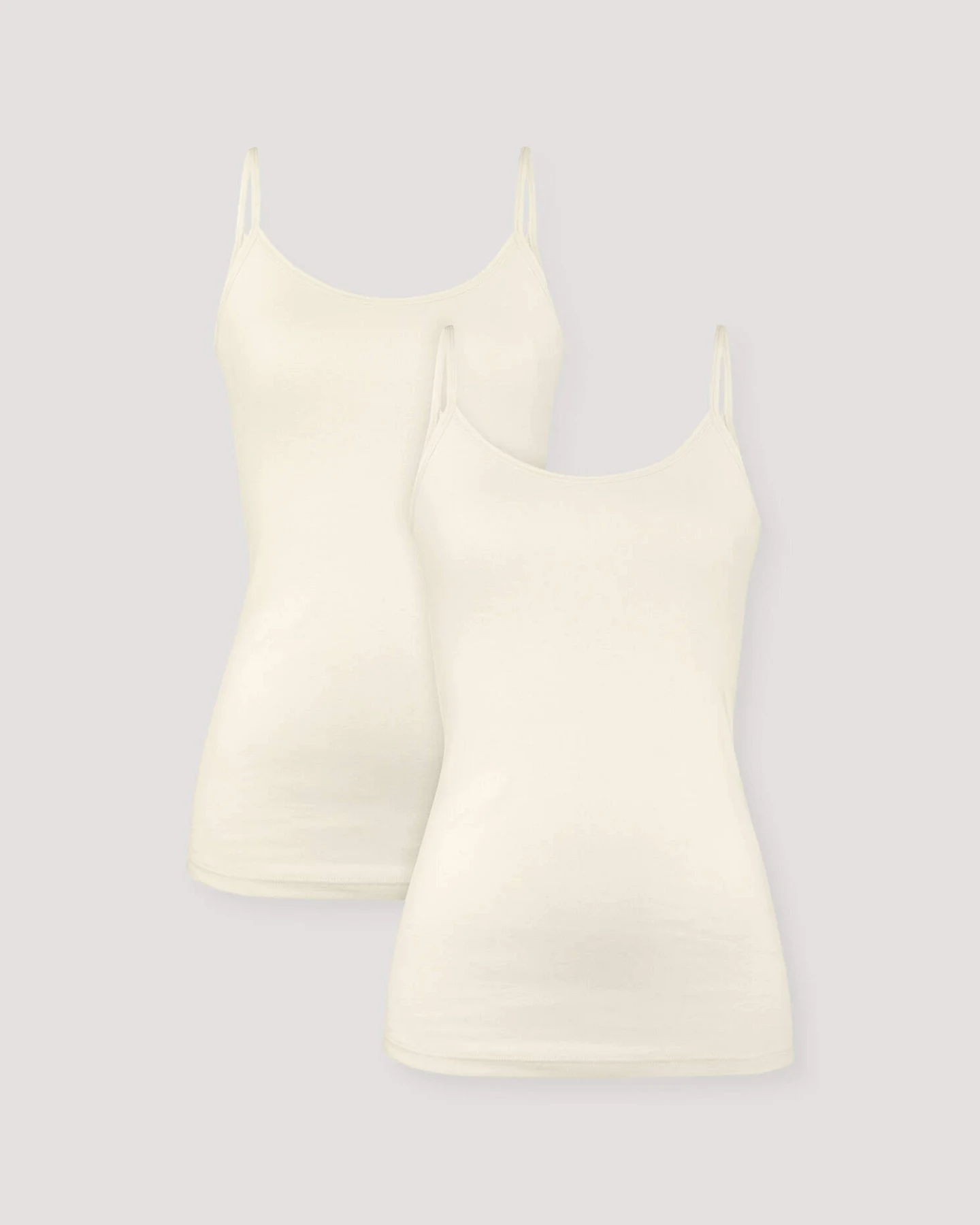 hessnatur Damen Spaghetti-Top im 2er-Pack PURE COTTON aus Bio-Baumwolle - natur - Größe 46 – Ansicht 3
