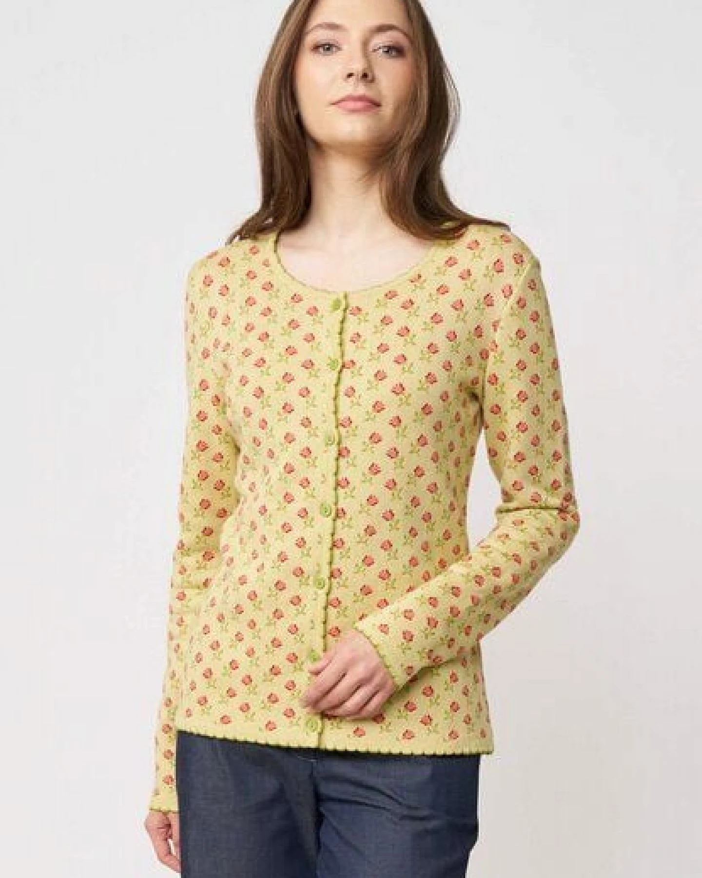 LANA Organic Strickjacke Jaquardmuster für Damen, Modell Lena – Ansicht 2
