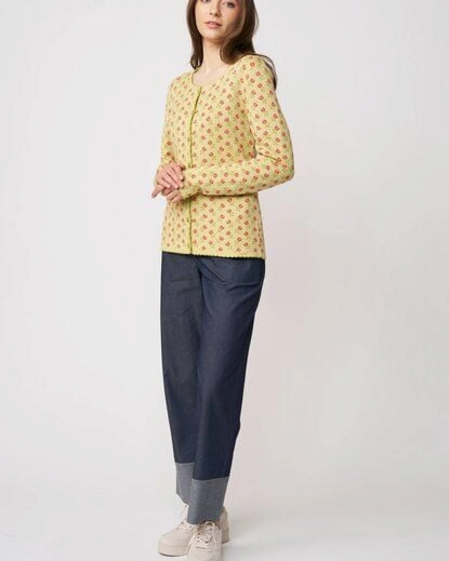 LANA Organic Strickjacke Jaquardmuster für Damen, Modell Lena – Ansicht 3