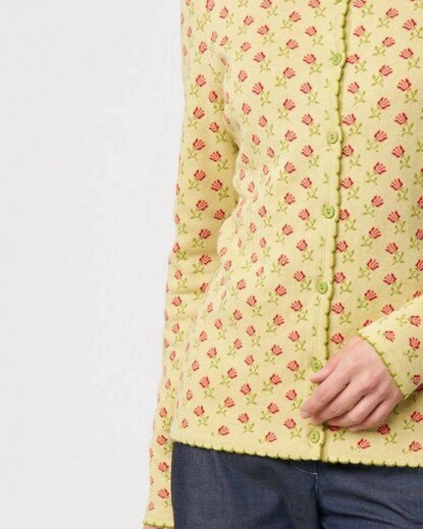 LANA Organic Strickjacke Jaquardmuster für Damen, Modell Lena – Ansicht 4