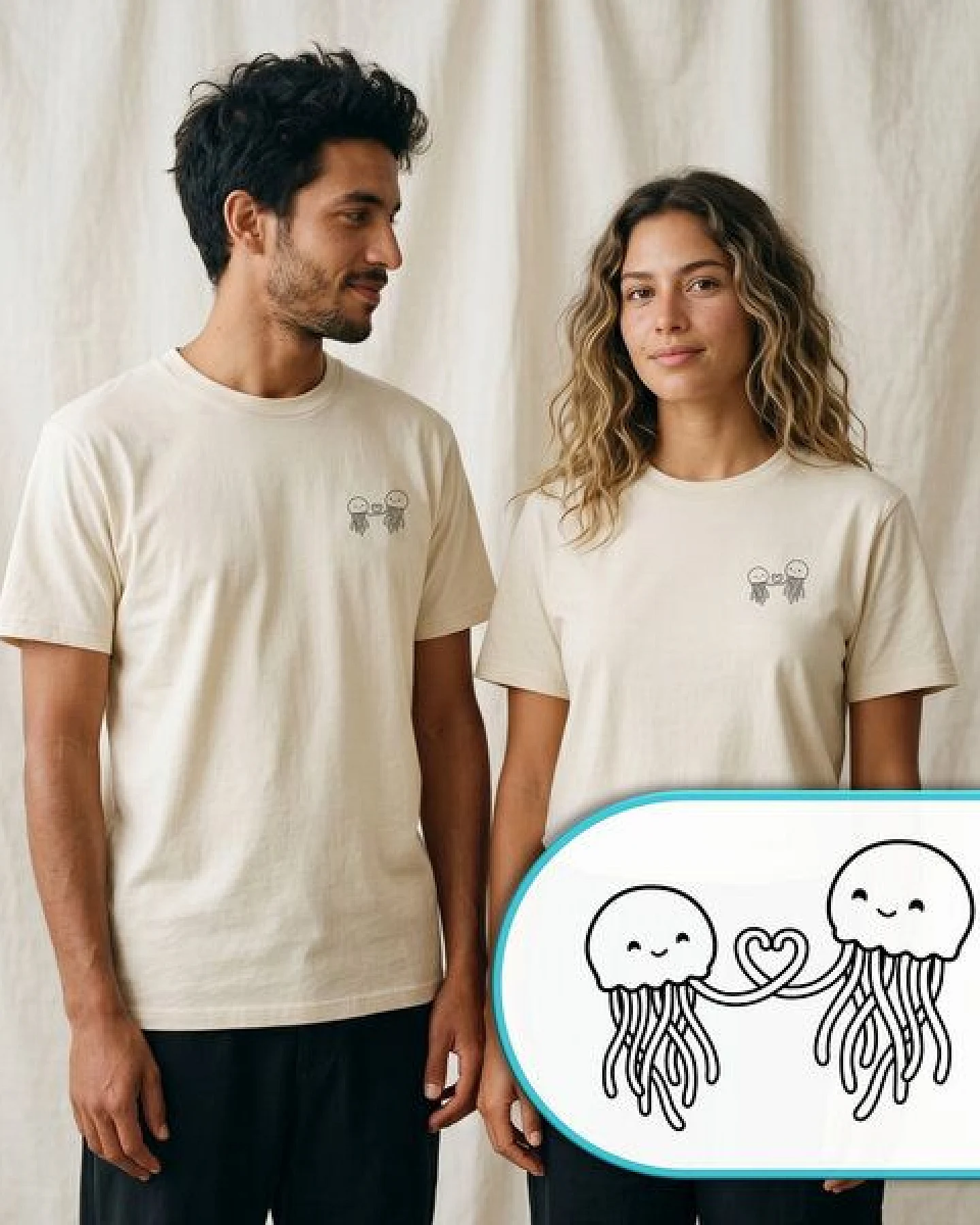 vis wear Quallen mit Herz – Liebe im Ozean – Pure Natural Bio Baumwolle Shirt – Ansicht 3