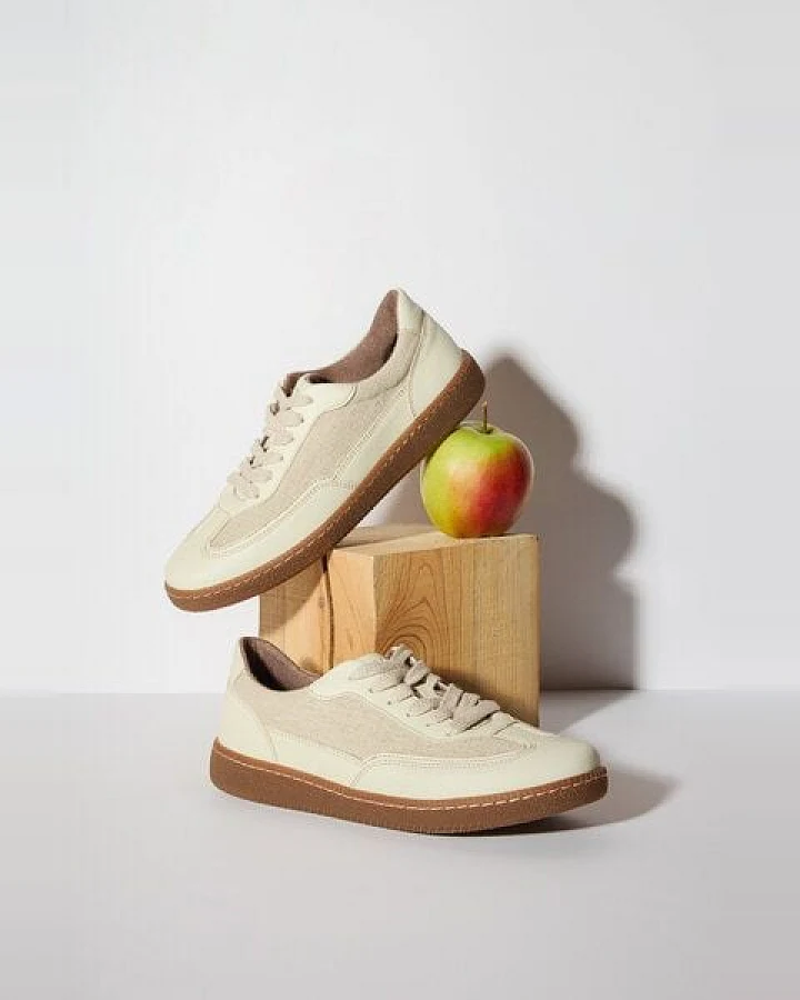 AGAZI NOMAD SUN – beige Apfel Leder und Leinen Turnschuhe