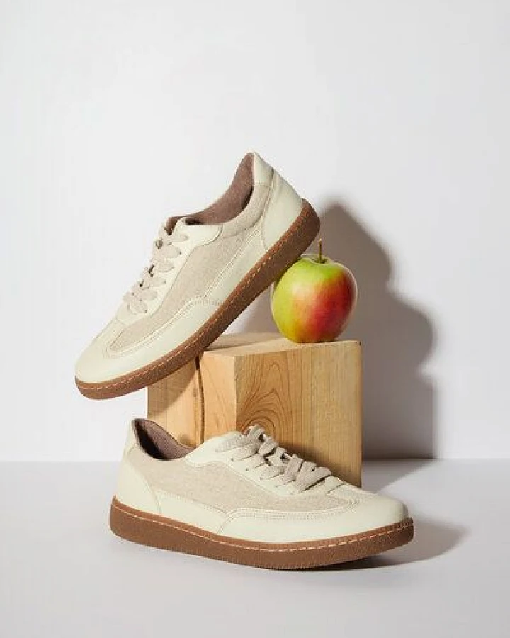 AGAZI NOMAD SUN – beige Apfel Leder und Leinen Turnschuhe