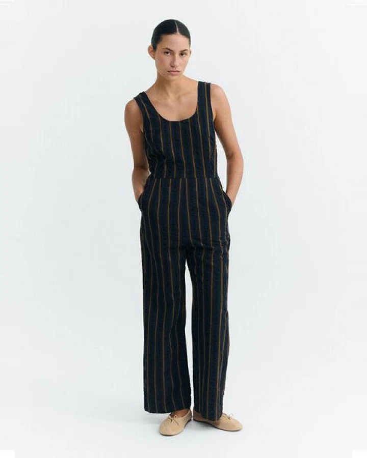 thinking mu Damen Jumpsuit - Raflesia Seersucker - aus Bio-Baumwolle
