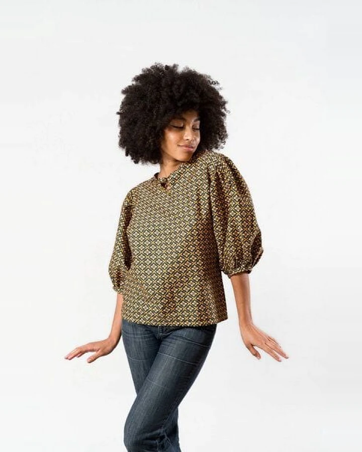 Nevice Bluse mit Puffärmeln aus Bio-Baumwolle