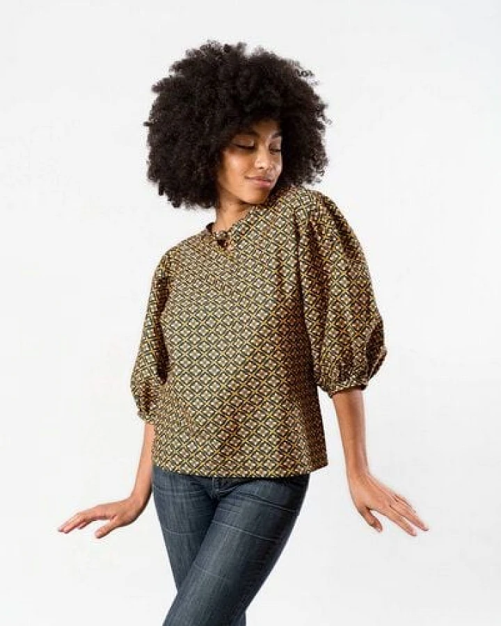 Nevice Bluse mit Puffärmeln aus Bio-Baumwolle
