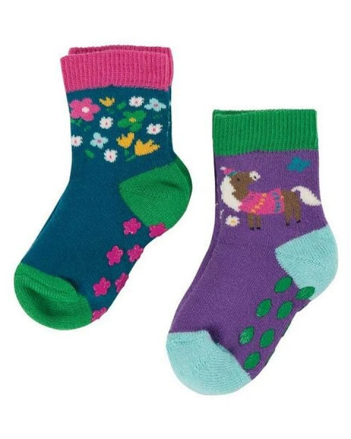 Frugi Stoppersocken Pferd 2er Set Grippy Socks 2 Pack Horse