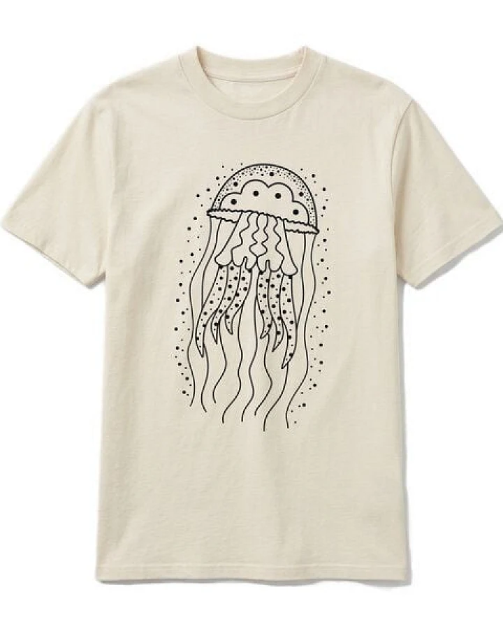 vis wear Qualle - Göttin im Ozean - Pure Natural Bio Baumwolle Shirt - Front Print