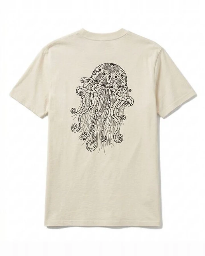 vis wear Yoga Qualle - Göttin im Ozean - Pure Natural Bio Baumwolle Shirt - Back Print