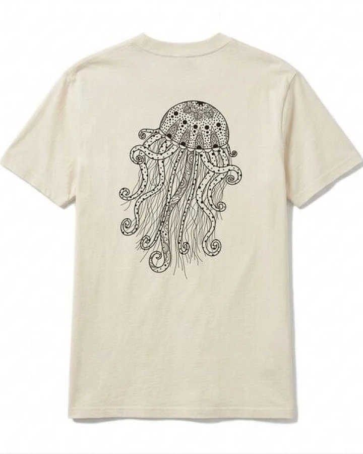 vis wear Yoga Qualle - Göttin im Ozean - Pure Natural Bio Baumwolle Shirt - Back Print