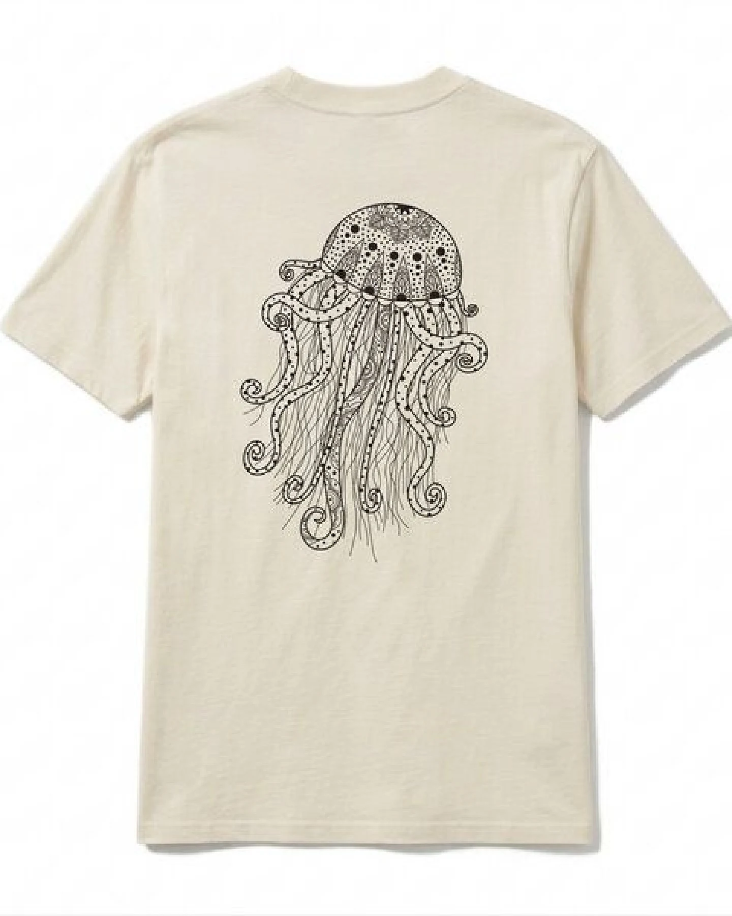 vis wear Yoga Qualle - Göttin im Ozean - Pure Natural Bio Baumwolle Shirt - Back Print – Ansicht 4