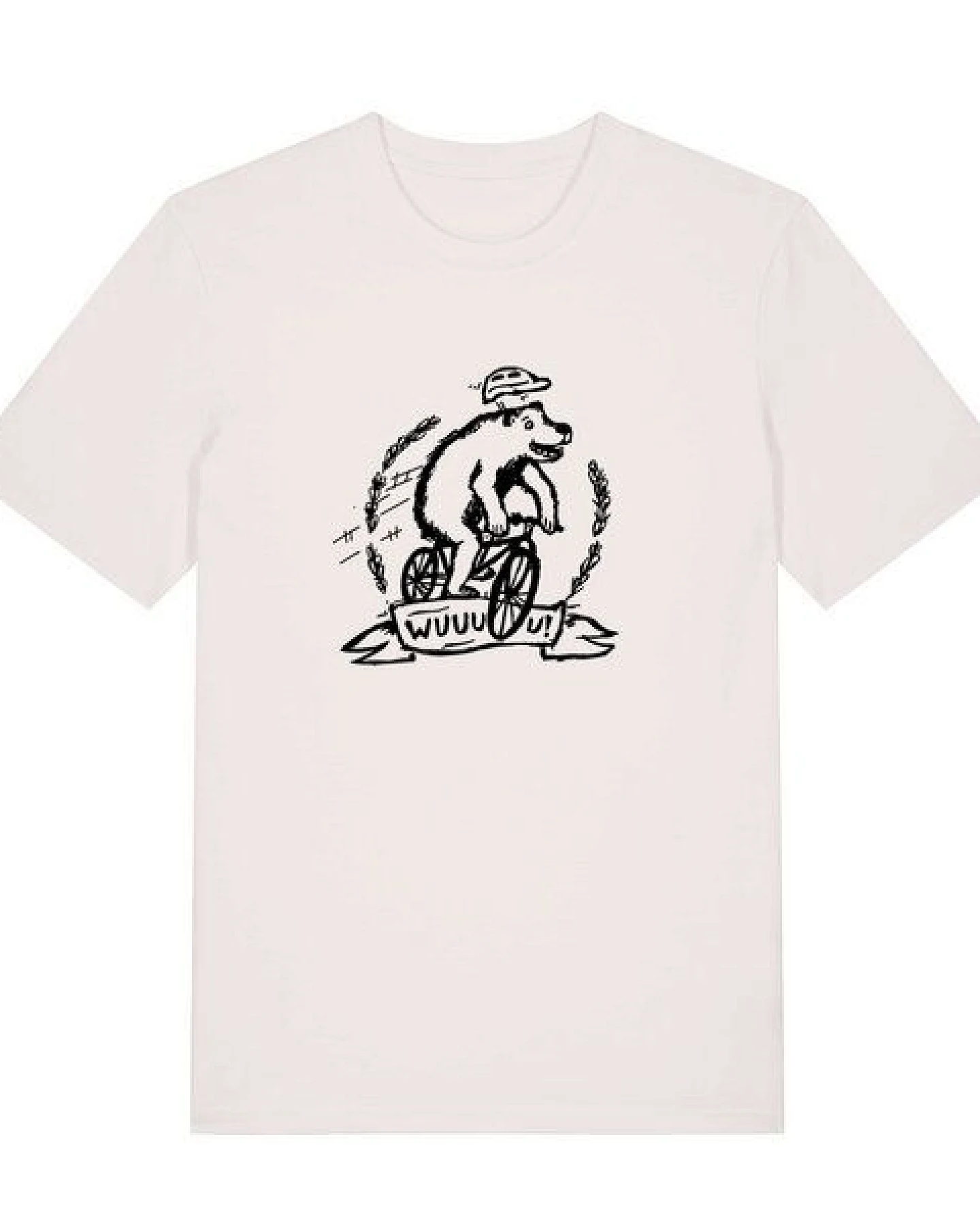 päfjes Wuuuu der Bär fährt Rad / Fahrrad - Fair Wear Männer Unisex Bio T-Shirt Siebdruck – Ansicht 2