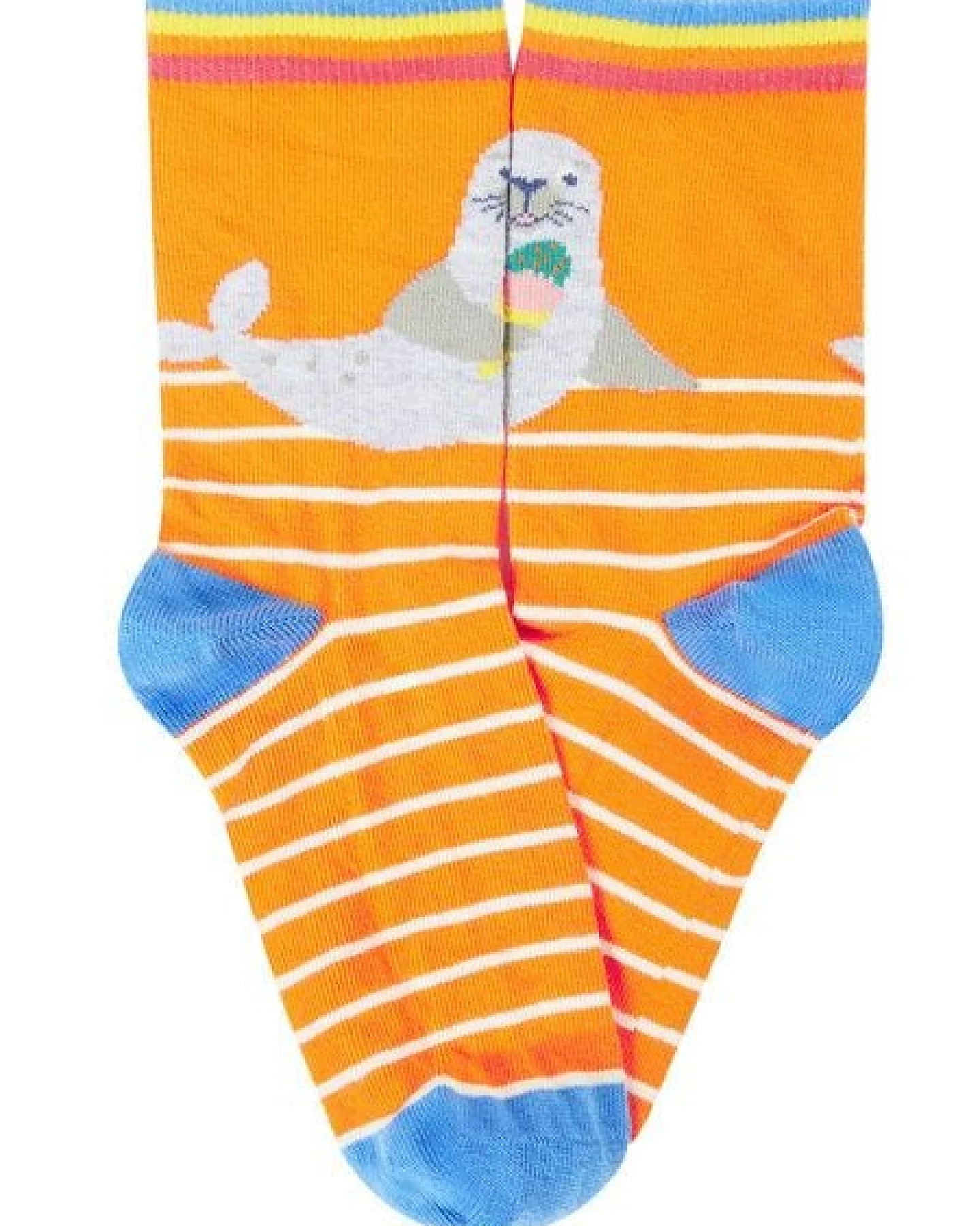Frugi Kindersocken in Dreierpack mit Robbe und Surfbrett – Ansicht 3
