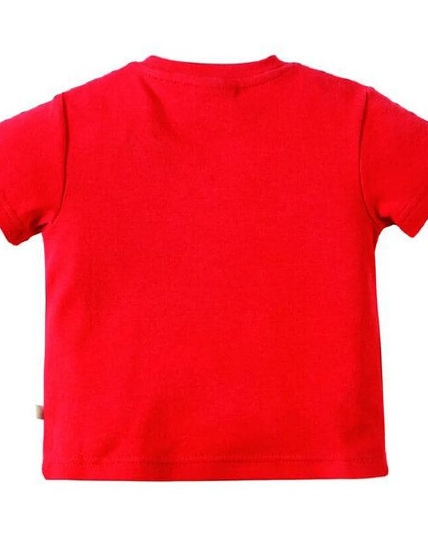 Frugi T-Shirt mit Gorilla und Tigerbaby-Applikation in Tomaten Rot – Ansicht 3