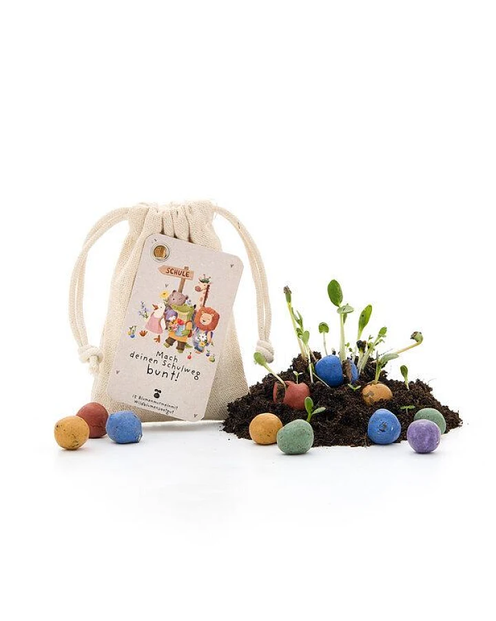 Die Stadtgärtner 15 bunte Blumenmurmeln im Jutebeutel