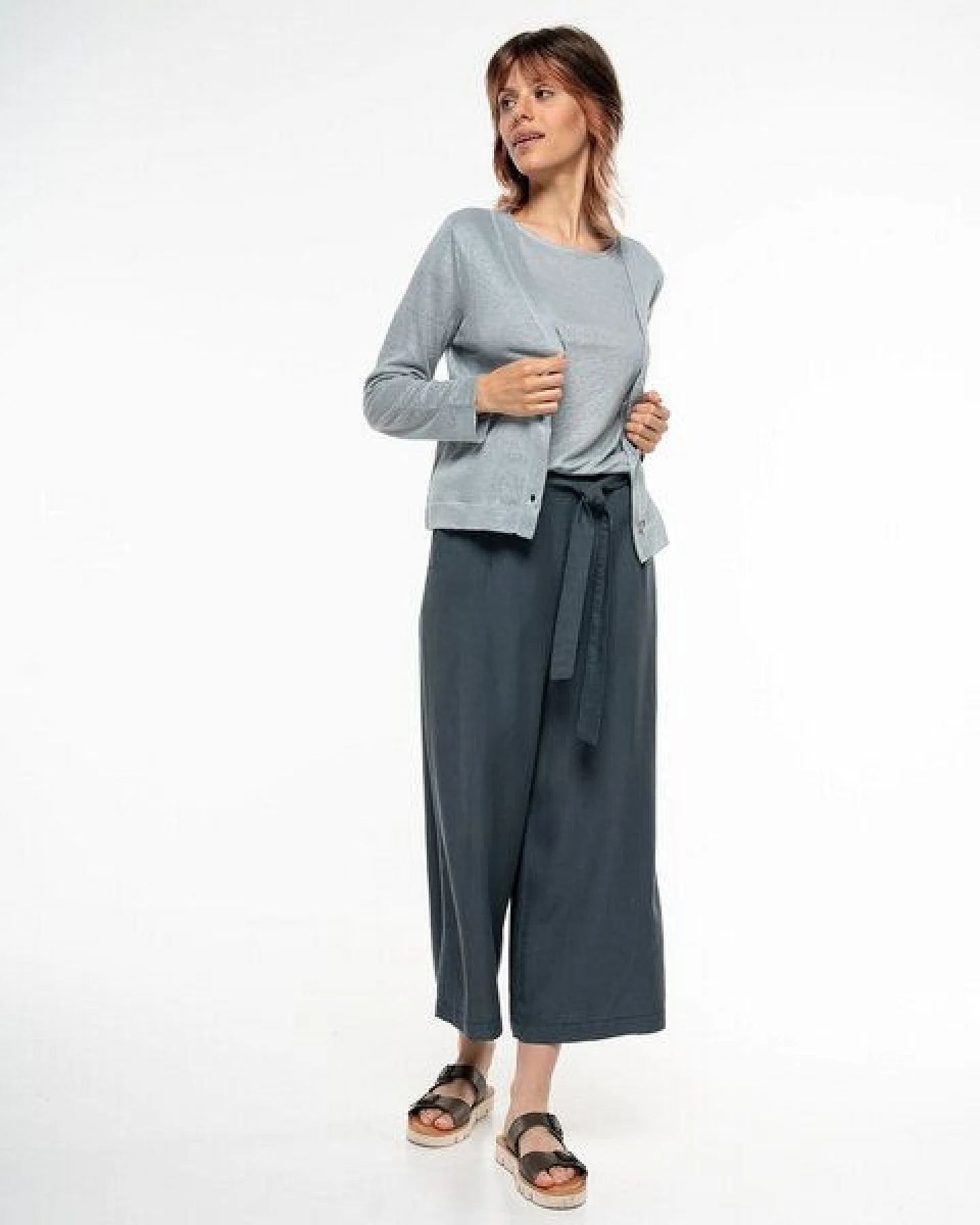 Alma & Lovis Eleganter Cardigan aus 100% Leinen-Jersey – Ansicht 2