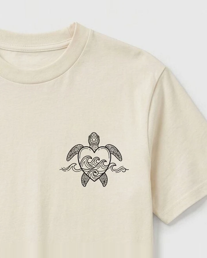 vis wear Schildkröte Herz - Turtle Surf - Ozean und Wellen - Pure Natural Bio Baumwolle Shirt