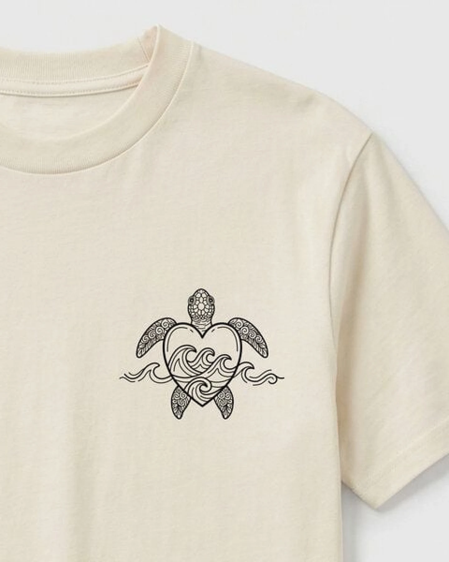 vis wear Schildkröte Herz - Turtle Surf - Ozean und Wellen - Pure Natural Bio Baumwolle Shirt – Ansicht 2