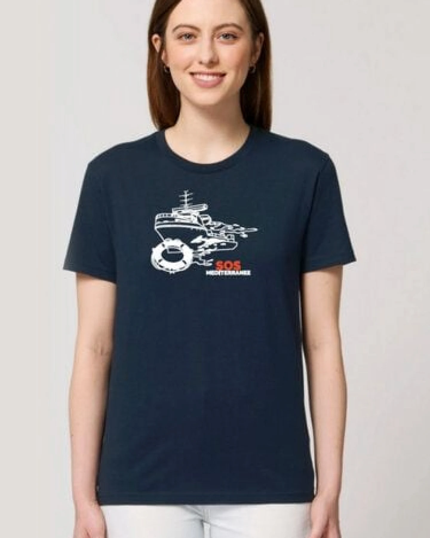 SOS MEDITERRANEE Unisex T-Shirt OCEAN VIKING dunkelblau – Ansicht 2