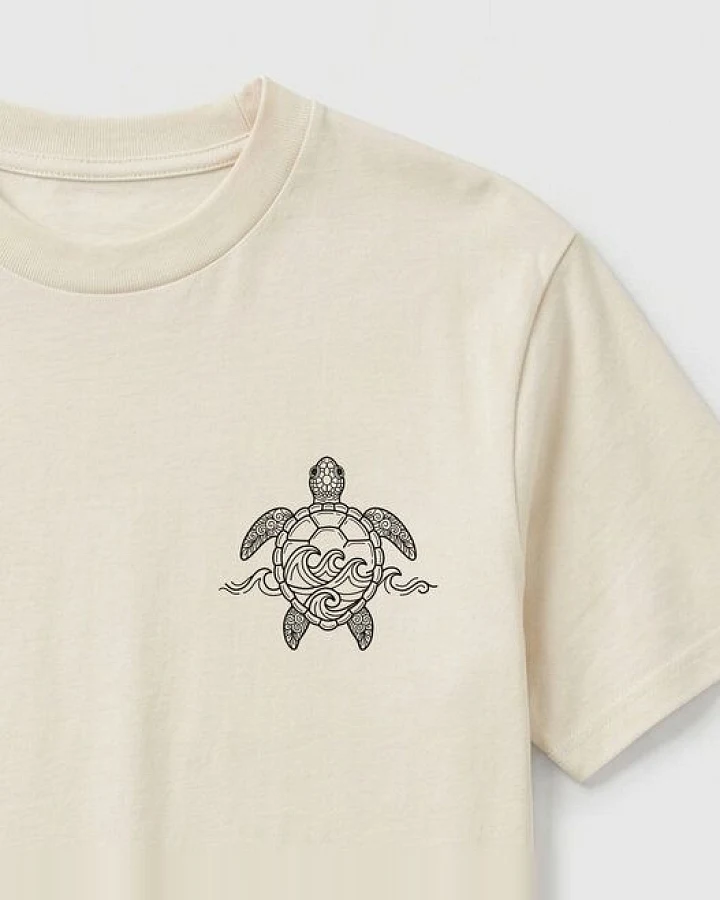 vis wear Schildkröte - Turtle Surf - Ozean und Wellen - Pure Natural Bio Baumwolle Shirt