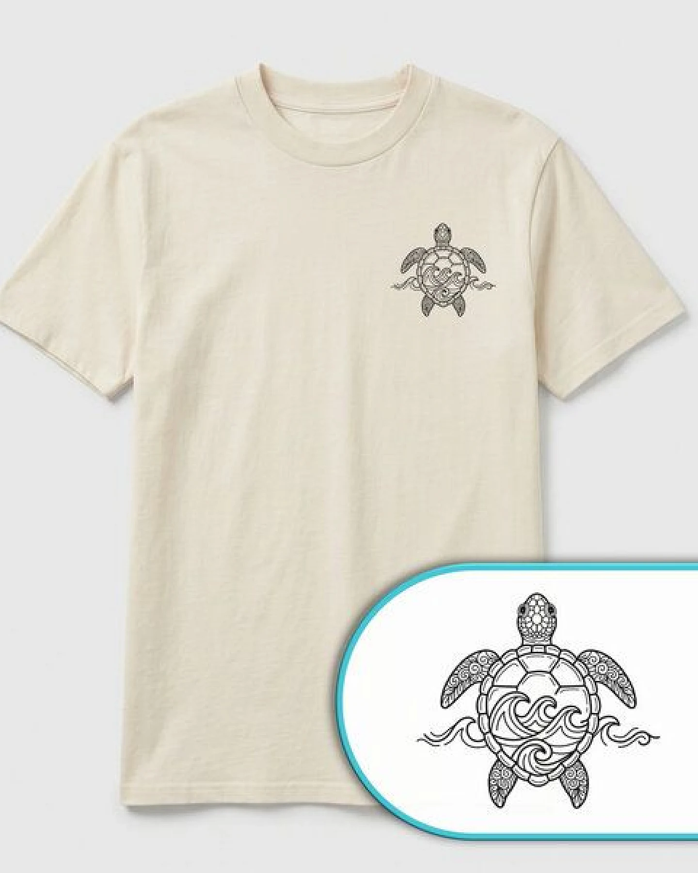 vis wear Schildkröte - Turtle Surf - Ozean und Wellen - Pure Natural Bio Baumwolle Shirt – Ansicht 3