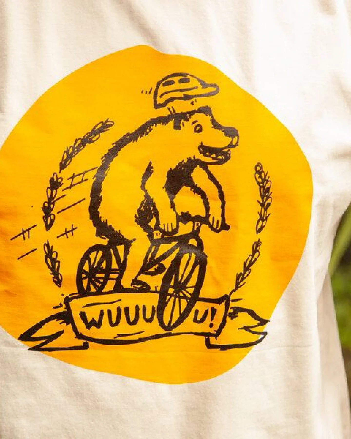 päfjes Wuuuu der Bär fährt Rad / Fahrrad - Fair Wear Männer Unisex Bio T-Shirt Siebdruck - 2c – Ansicht 3