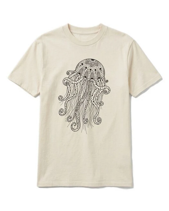vis wear Yoga Qualle - Göttin im Ozean - Pure Natural Bio Baumwolle Shirt - Front Print