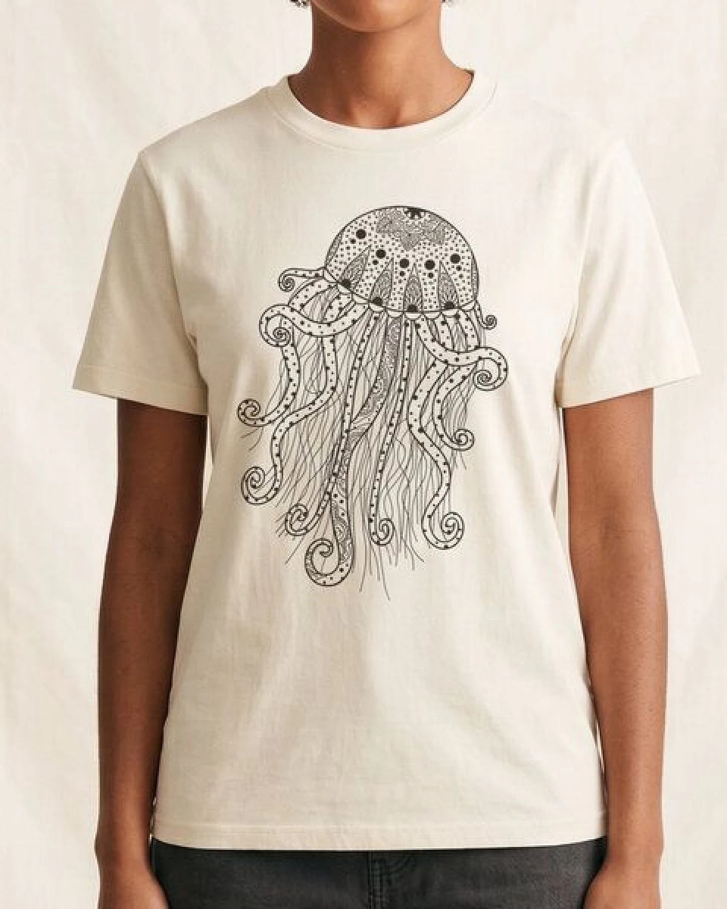 vis wear Yoga Qualle - Göttin im Ozean - Pure Natural Bio Baumwolle Shirt - Front Print – Ansicht 3