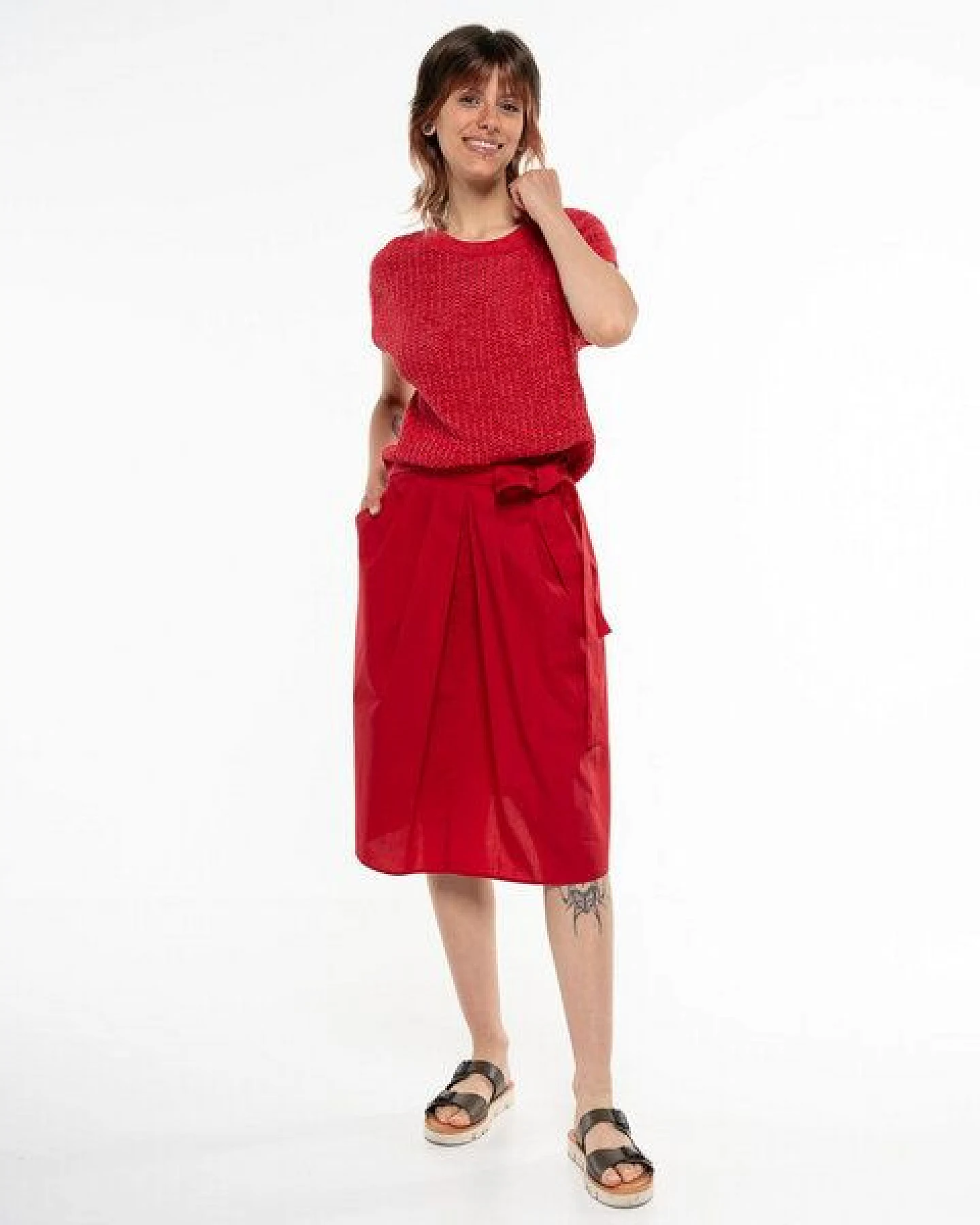 Alma & Lovis Elegant-sportiver Midi-Rock aus Organic Cotton – Ansicht 2
