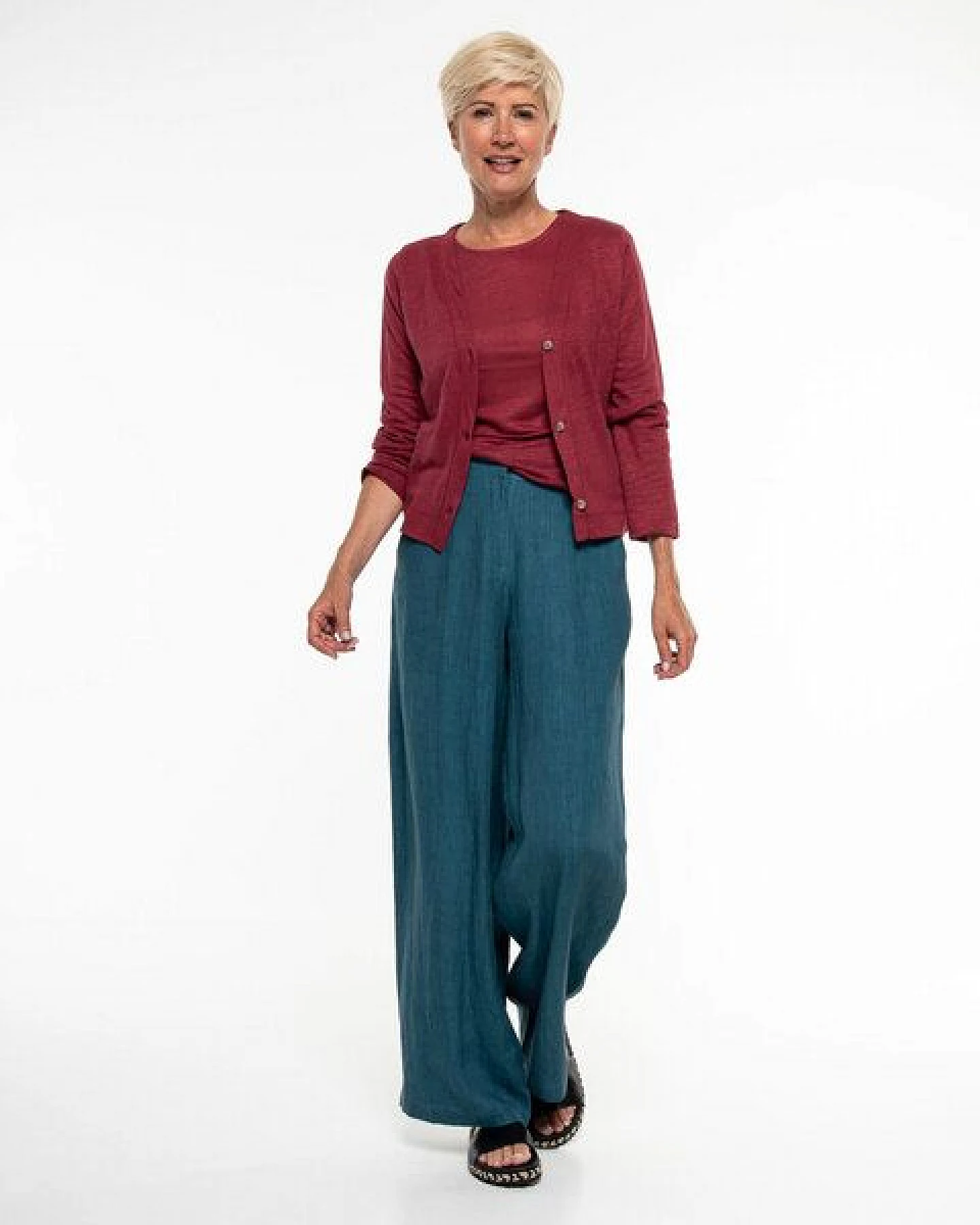 Alma & Lovis Eleganter Cardigan aus 100% Leinen-Jersey – Ansicht 2