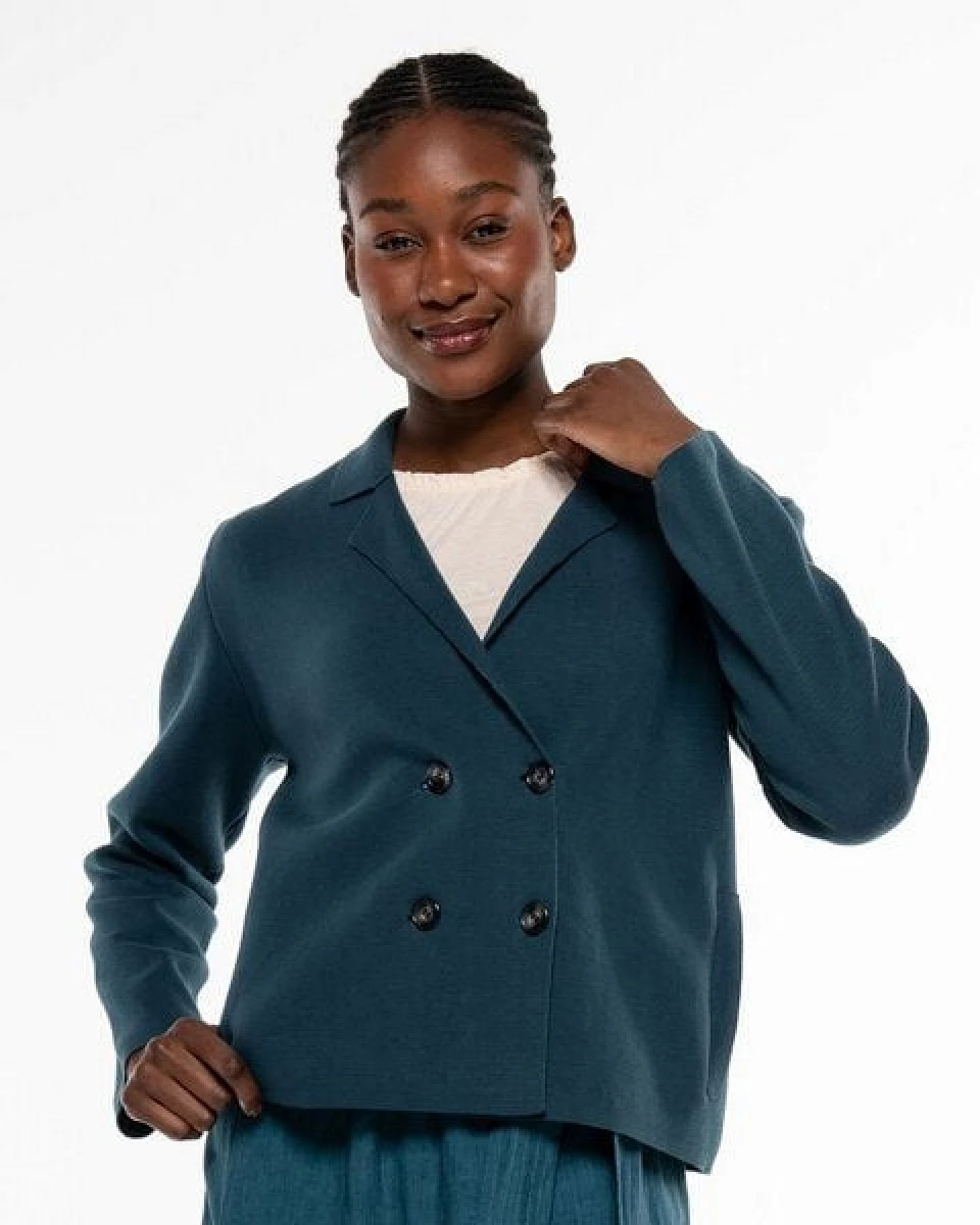 Alma & Lovis Feinstrick-Kurzblazer aus Organic Cotton – Ansicht 3