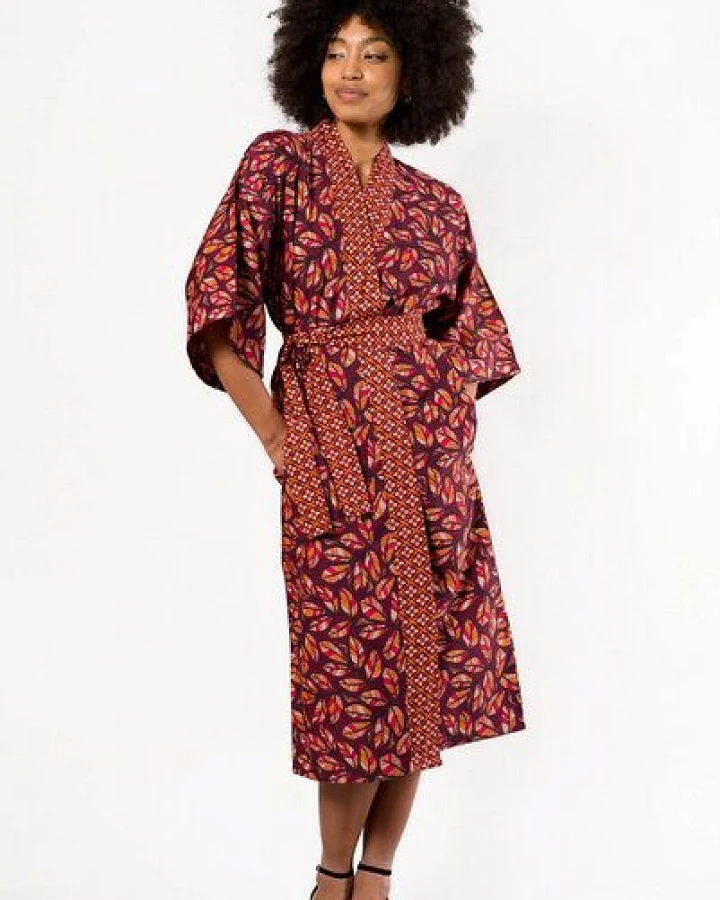 Nevice Maroon Kimono aus Bio-Baumwolle