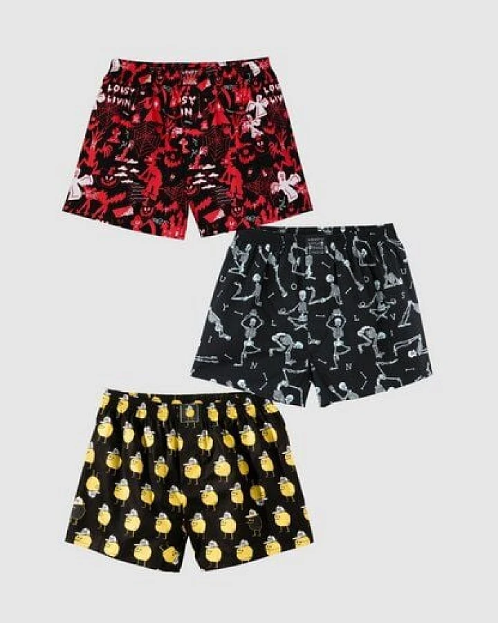 Lousy Livin Weite Boxershorts 3er Pack NIGHT FALL aus 100% Bio-Baumwolle