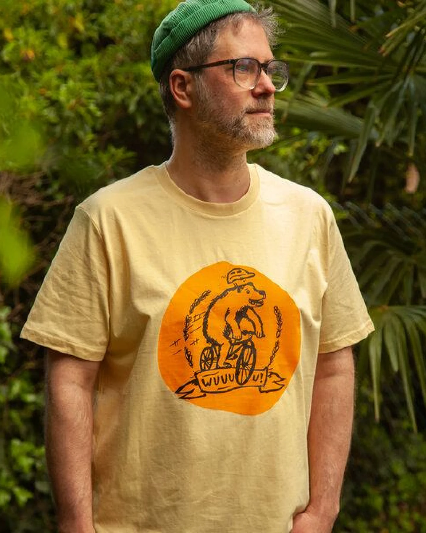 päfjes Wuuuu der Bär fährt Rad / Fahrrad - Fair Wear Männer Unisex Bio T-Shirt Siebdruck - 2c – Ansicht 2