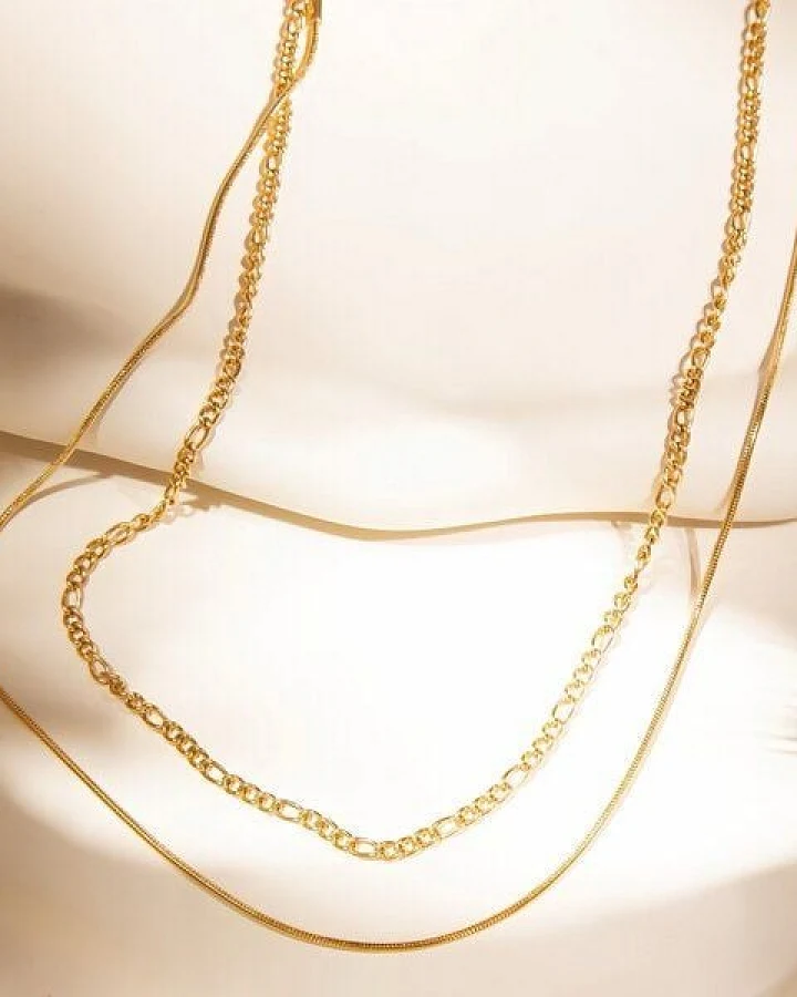 ELEKTROPULLI Sehr feine Layering Kette, 1mm und 2,5mm schmal, 42 cm