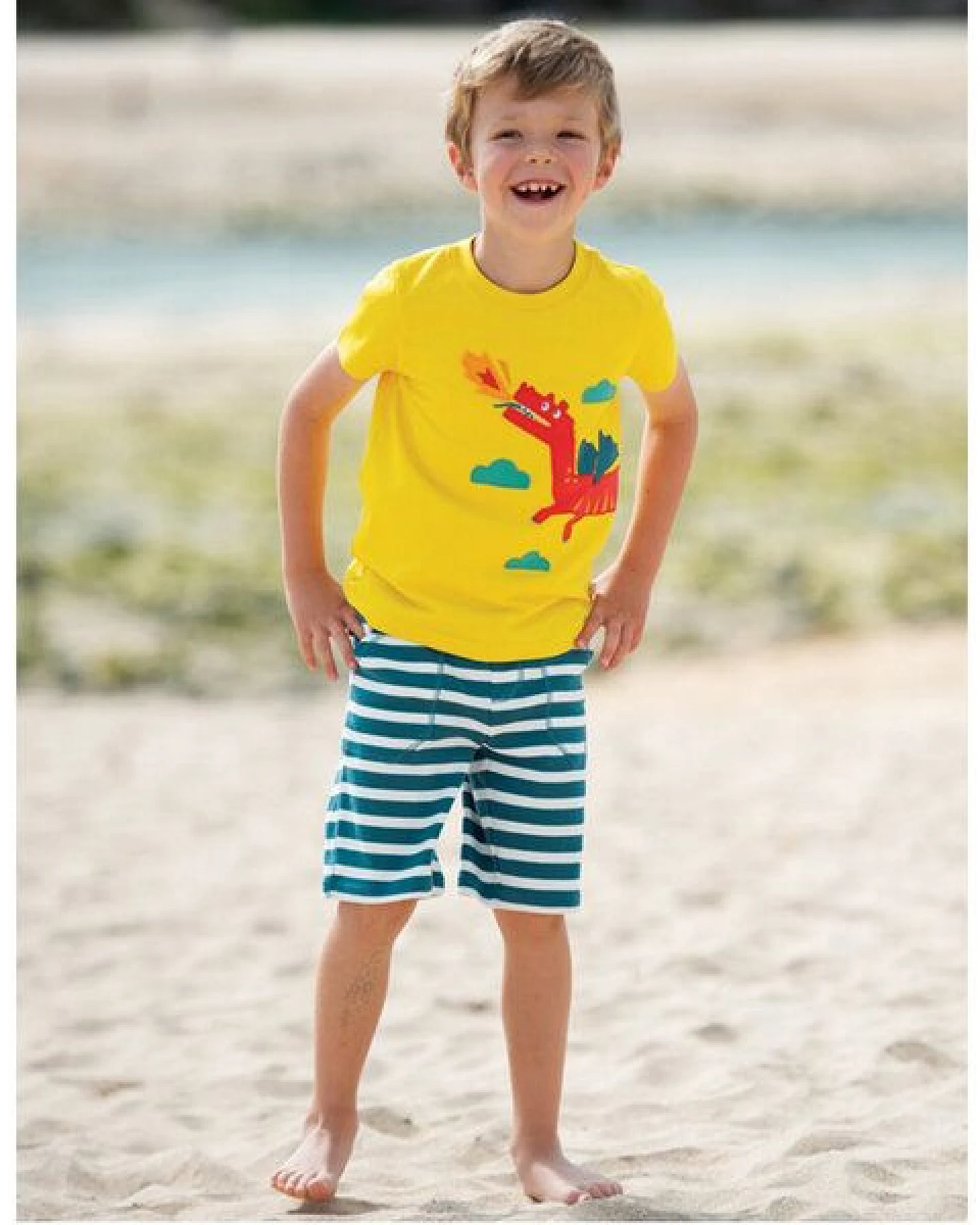 Frugi T-Shirt Drache in Sunflower gelb – Ansicht 2