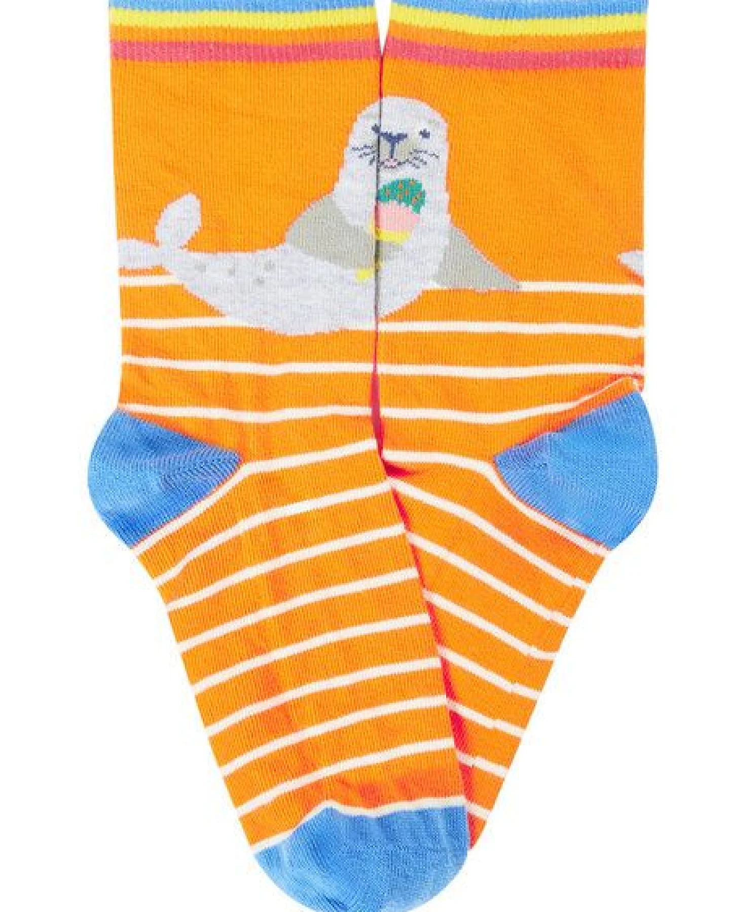 Frugi Kindersocken in Dreierpack mit Robbe und Surfbrett – Ansicht 3