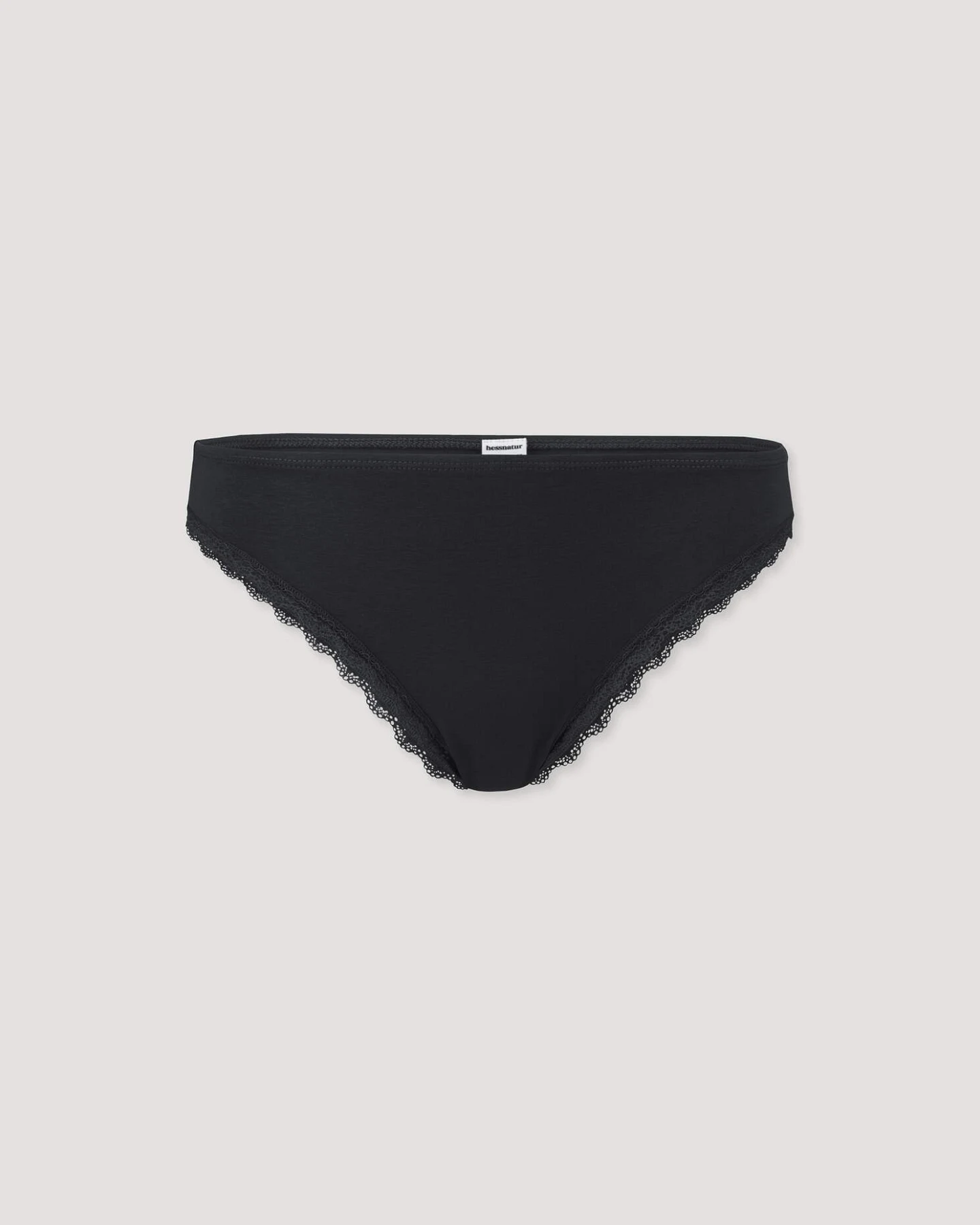 hessnatur Damen Slip Regular Cut COTTON FEEL LACE aus Bio-Baumwolle - schwarz - Größe 44 – Ansicht 4