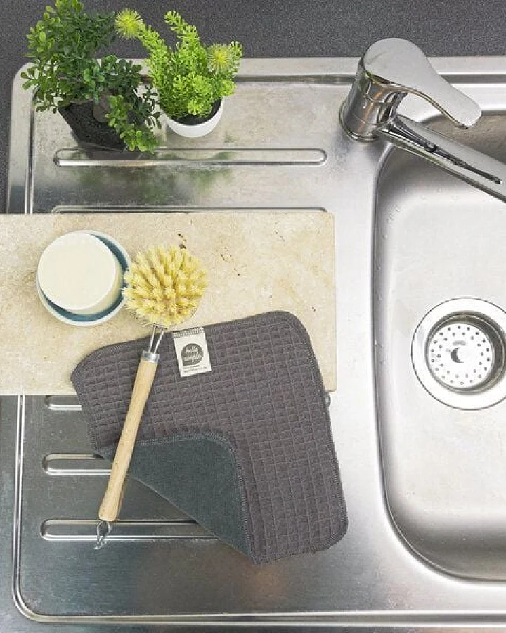 Hello Simple Zero Waste Spültuch Grau aus Bio-Baumwolle, waschbar
